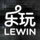 LEWIN·乐玩官方品牌标志 - 一个充满活力的蓝色与黄色交织的抽象体育图标